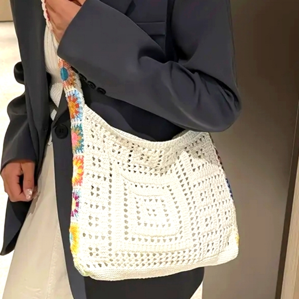 🌸 Light Creme Crochet Crossbody/Shoulder Bag